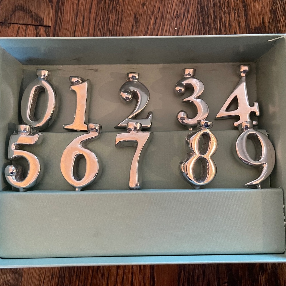Mariposa Candle Number Holder Set in Silver - Brand New!